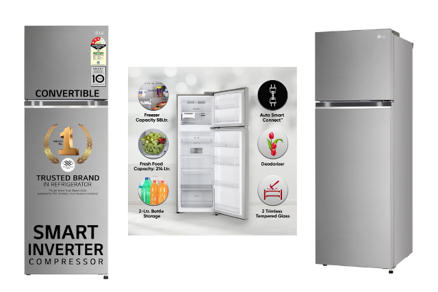 LG 272 L 3 Star Frost-Free Smart Inverter Compressor Double Door Refrigerator 