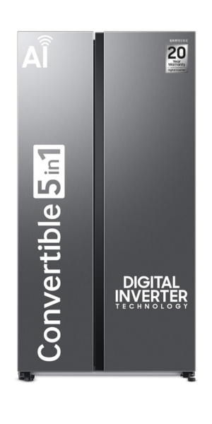 Samsung 653 L, 3 Star, Frost Free, Double Door, Convertible 5-in-1 Digital Inverter, Side By Side AI Enabled Smart Refrigerator